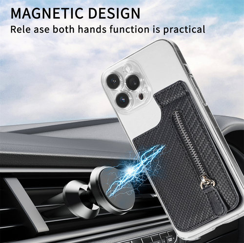 Multifunctional 3M Back-Adhesive Card Holder Wallet with Flip-Up Design, Card Slot, Coin Holder, PU Wallet with Zipper Closure, Gift Mobile Phone Card Holder