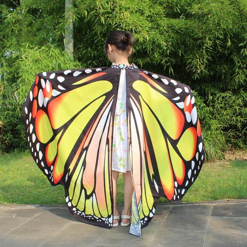 Rotating  rainbow butterfly indian belly dance performance wings for kids children Fairy angel drama cosplay colorful belly dance performance cloak accessories
