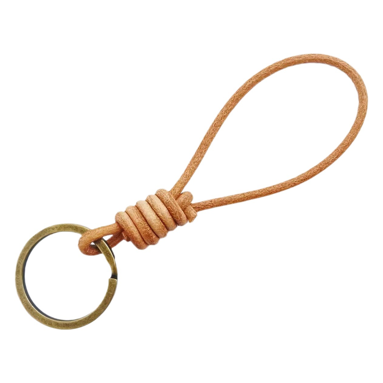 3mm primary color cowhide rope keychain simple leather handmade wristband car key ring pendant key buckle wholesale