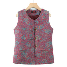 中老年女装新款无袖开衫简单大方双层马夹秋冬绣花妈妈奶奶装马甲