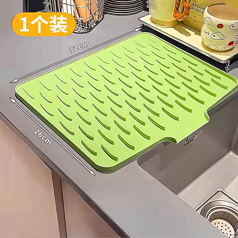 Silicone draining mat for kitchen countertops, sink, bowls, and plates, non-slip mat for household countertops, sink mat, and dishwashing sink storage mat