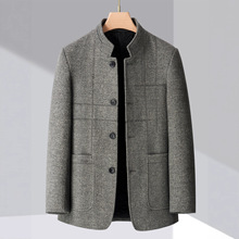 中年新款男羊毛大衣双面尼2025秋冬新款短款翻领外套休闲潮流代发