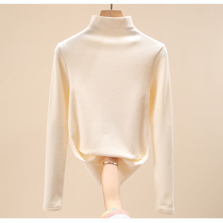 Niñas 2023 nueva camisa de fondo Otoño e Invierno ropa de terciopelo para niños bebé de manga larga Camiseta de cuello alto estilo occidental Top cálido