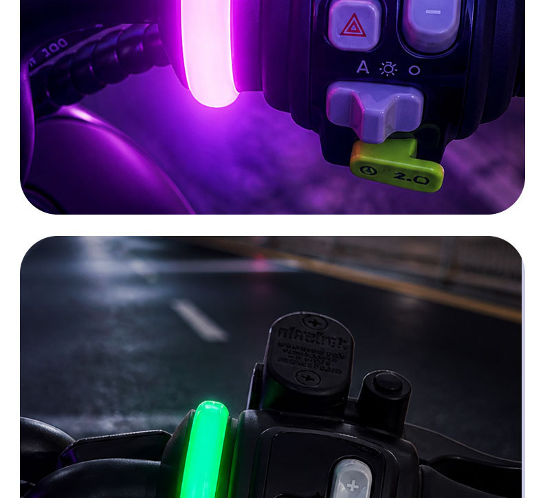 Electric Vehicle Handlebar Light-Up Ambient Light 12V Universal High-Brightness Warning Colorful Handlebar Ambient Light Handlebar Light Accessories