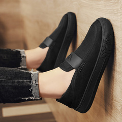 帆布百網面鞋子男子潮鞋底板帆布鞋新款2024潮流黑色鞋夏季運動搭