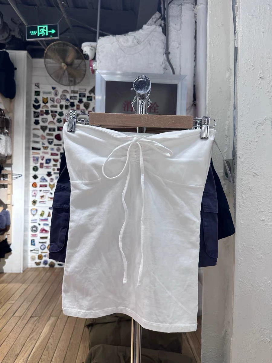 Топ-труба женский (BM), бантик, плиссировка, открытые плечи, приталенный, one size