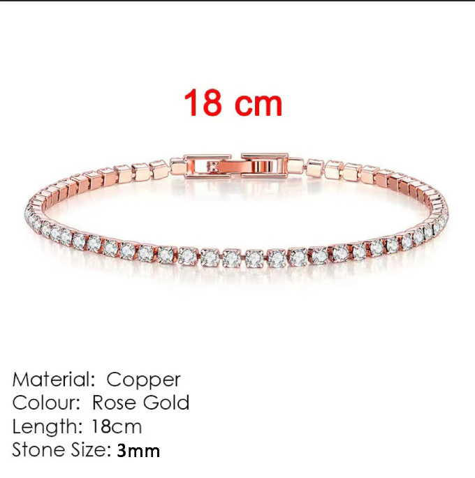 3mm 다이아몬드 팔찌(로즈 골드) 체인 길이 18cm