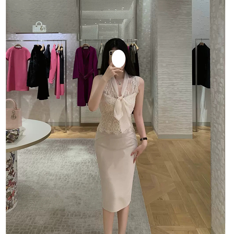 Gentle Sister Exquisite Style Led Sleeveless Pure Lace Shirt French Design Sense Temperament All-match Slimming Top Women