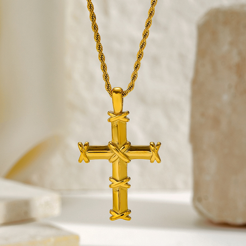 18g Weight Lobster Trigger Clasp Closure Clasp Closure Type 304 Stainless Steel Pendant Material Pendant Necklace Classification 304 Stainless Steel Chain Material box chain, Twisted Rope Chain Chain Type 1 Piece Quantity Casual, Daily Occasion 304 Stainless Steel Material Cross Pattern All Seasons Season Women's Gender Mixed Metal, Plating Design Elegant, Vintage Style Style Wholesale Jewelry Elegant Vintage Style Cross 304 Stainless Steel Mixed Metal Plating Box Chain Twisted Rope Chain Pendant Necklace 13