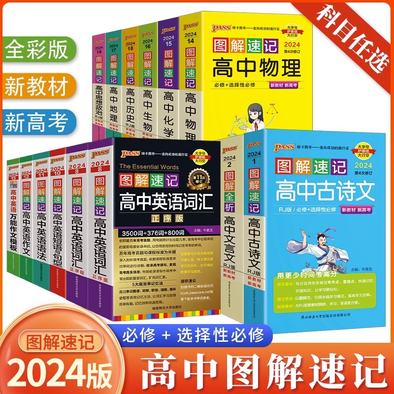 【新教材新高考】2024绿卡图书图解速记高中语文数学英语物理化学