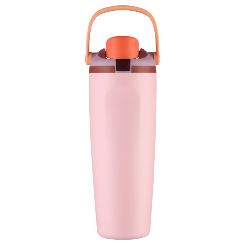 Nuevo vaso aislado de gran capacidad y elegante para usar en el coche, vaso portátil para frutas de 30 oz, vaso para hielo 304 con doble opción de bebida y pajita.