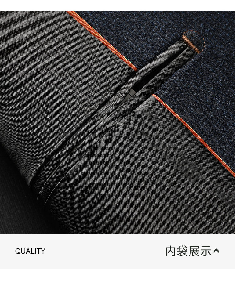 Áo vest nam dệt kim dày dặn mật độ cao, chống nhăn không cần ủi, dáng ôm, tay dài — Màu xanh dương chi tiết 29