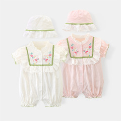 Idea Baby Girl Summer New Style Kids' Onesie for 1st Birthday & One-Month Celebration, Trendy Cotton Romper – Short Crawl Style, Model 3185