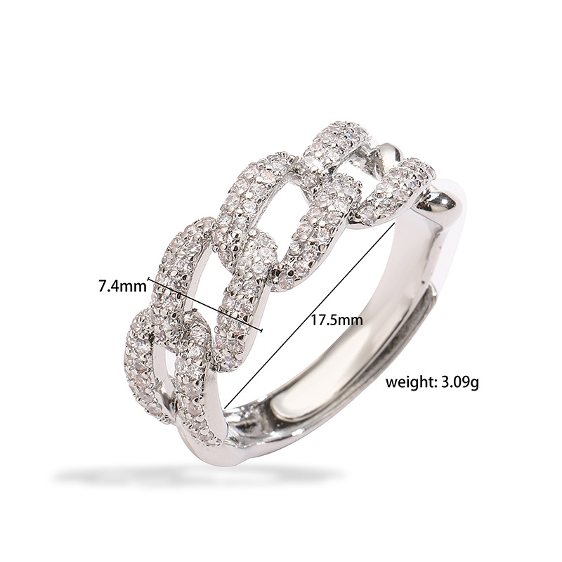 Cuban Link Interlocking Ring Hip Hop Style Copper With Stones_voghion.com