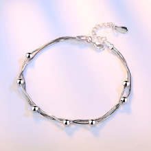 佳辉 手链批发气质大方五角星方块圆珠韩版时尚银手链 女生手饰品