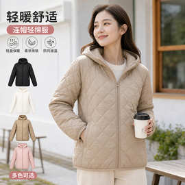 新款2026轻薄春秋冬棉衣女外套保暖宽松连帽休闲棉袄棉服短款