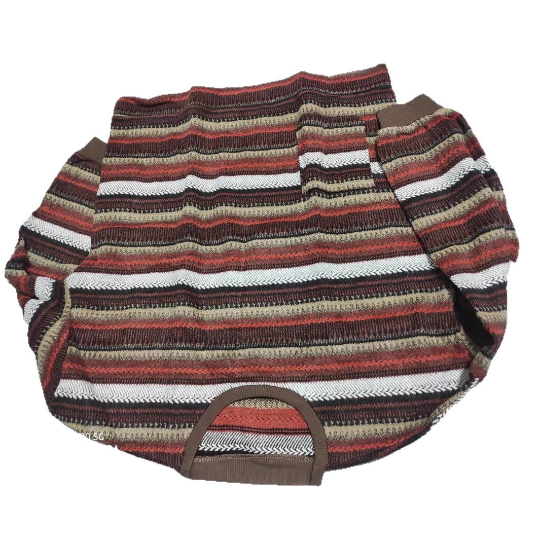 Ropa de otoño e invierno en stock para mujeres de talla grande, estilo vintage informal, suéter holgado de lana a rayas con cuello redondo y forro polar.