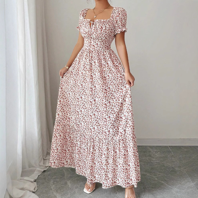 2025 Cross-Border Foreign Trade Hot-Selling Floral Print Elegant Dress