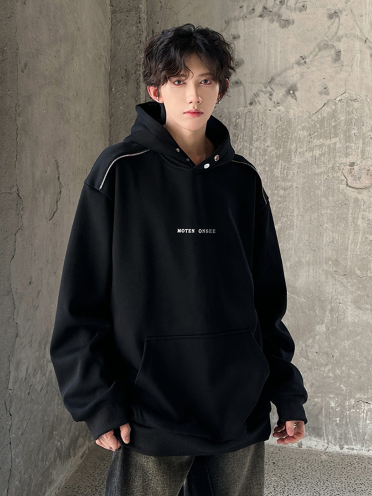 300g heavy American high street hooded sweater men's autumn and winter fashion zipper cleanfit niche design jacket