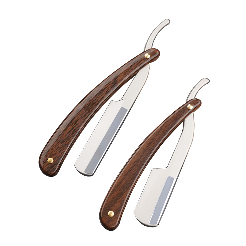Old-fashioned Knife Haircut Shaving Manual Folding Razor Holder_voghion.com