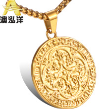 欧美时尚纹路十字架钛钢吊坠 个性简约女士不锈钢吊坠批发HC223