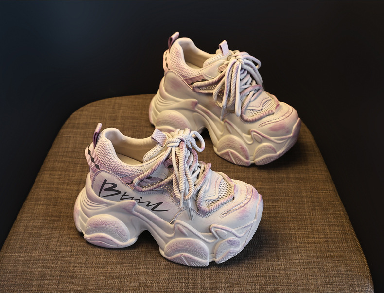 Giày sneaker nữ chunky đế dày tăng chiều cao 10 cm phong cách thể thao — màu trắng chi tiết 5