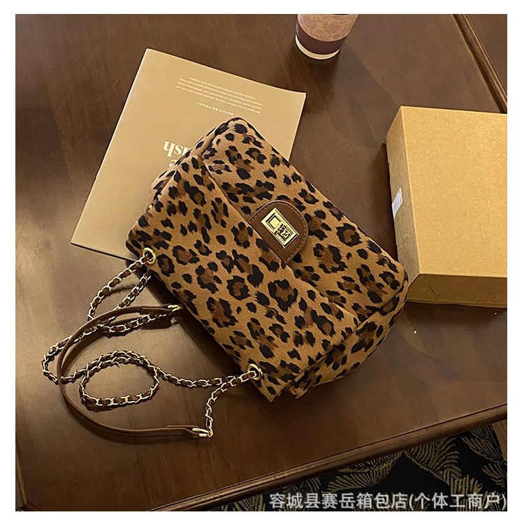 时尚百搭豹纹链条包新款日韩潮流单肩包跨境大容量网红百搭斜挎包|undefined