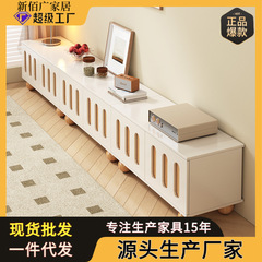 电视柜客厅家用现代简约小户型奶油风落地收纳储物柜一体电视机柜