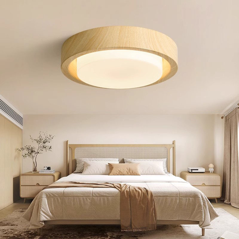 Lámpara de techo de dormitorio, estilo antiguo, pasillo de color nogal retro americano, lámpara de habitación de libro de dormitorio principal, protección ocular de espectro completo, súper brillante