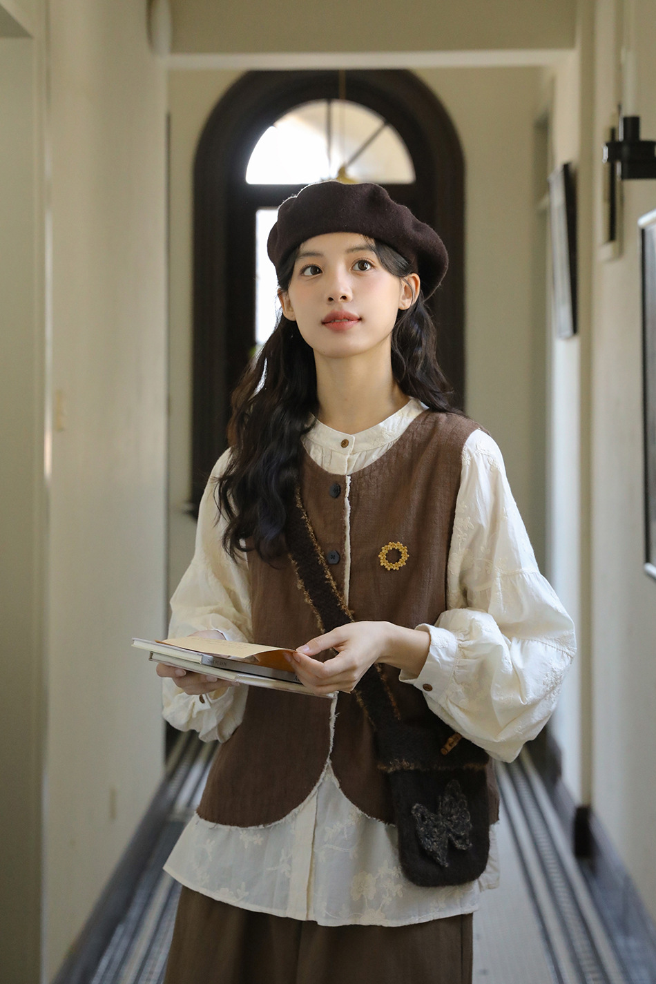 Real Shot: Japanese-style Design, Elaborate Embroidery, Pure Cotton Women's Shirt, Spring French Vintage High-end Shirt_ecoleips.com
