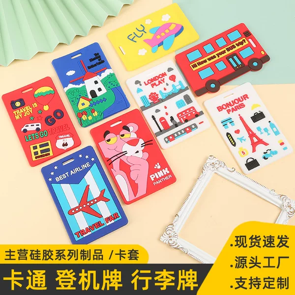 Silicone Card Holder Luggage Tag Airplane Tag Checked Tag Soft Rubber Boarding Pass Cartoon Bus Card Meal Card Suitcase Tag
