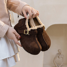 羊羔绒保暖勃肯鞋2025秋冬新款休闲鞋女厚底魔术贴便捷时尚马蹄鞋