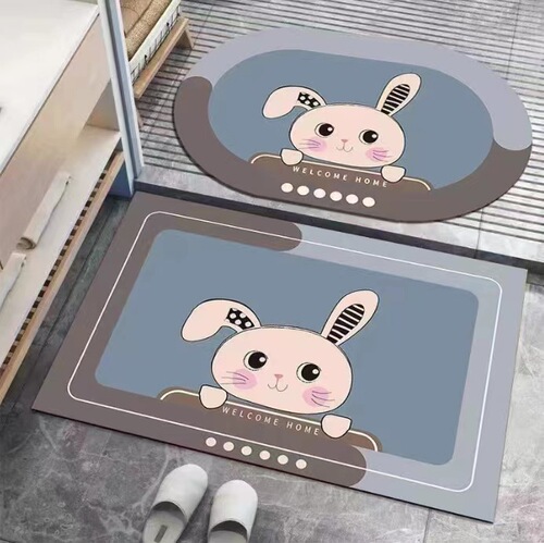 Cartoon bathroom floor mat, bathroom kitchen absorbent mat, doorway soft foot mat, quick-drying non-slip mat, entrance door mat