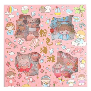 Hand account sticker hand account sticker waterproof cute cartoon girl DIY pattern material sticker gift box set