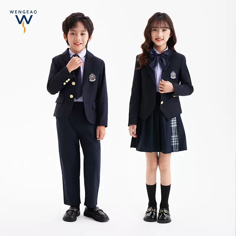 英伦风校服西装款幼儿园园服小学生班服jk格子裙套装秋款外套长裤