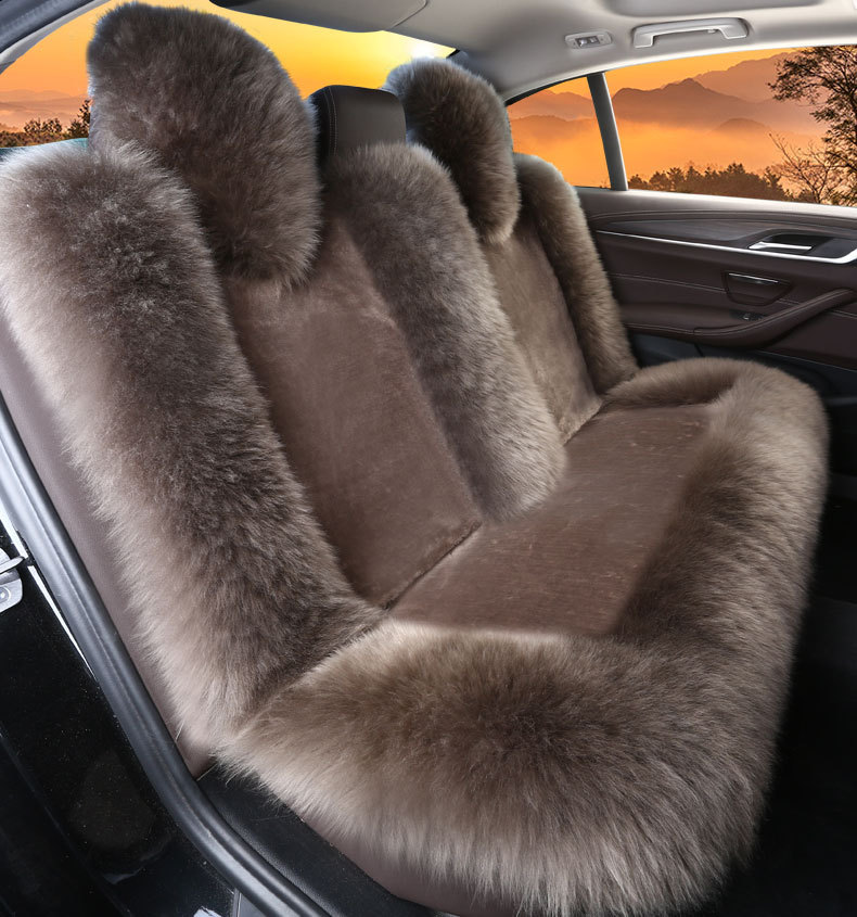 Winter wool car seat cushion plush seat cover pure wool long hair winter wool pad warm thickened car mat popular online