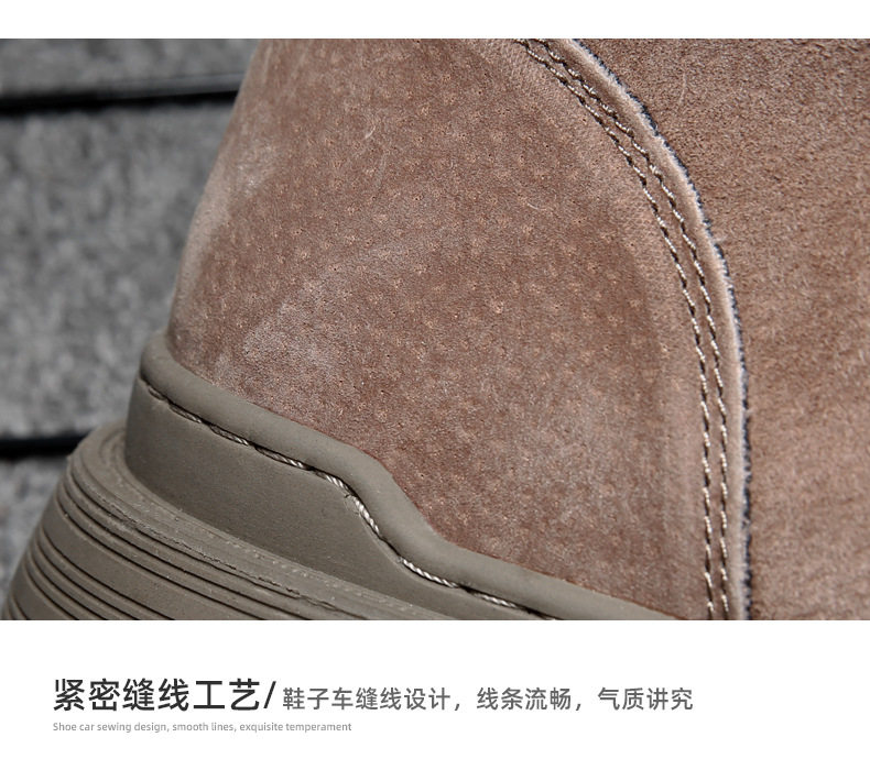 Bốt Martin nam da cao cổ lót nhung giữ ấm, đế thấp 1–3 cm, dây buộc phía trước — Màu Kaki 79797 chi tiết 7