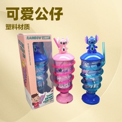 外国貿易の越境萌え猫のかわいい公仔ストローカップのスティッチの置物のコップのスティッチの閃光