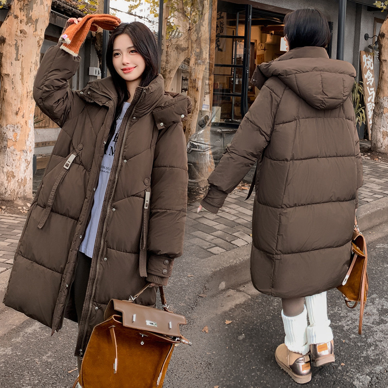 羽绒棉服女中长款2025新款冬季韩版宽松连帽休闲加厚保暖棉衣棉袄|undefined