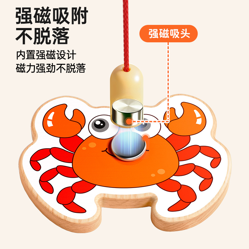 Juguetes de pesca para niños, peces magnéticos de madera, de 1 a 3 años, educativos para bebés, educación temprana, cognitivos, peces del océano, regalo de primer cumpleaños