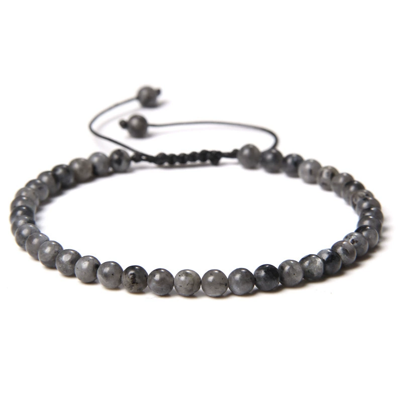 Органический текстильный регулируемый натуральный минерал, бисер bracelet для йоги ручной работы, украшение, аксессуар, (跨境贸易), 4 мм, с камнем