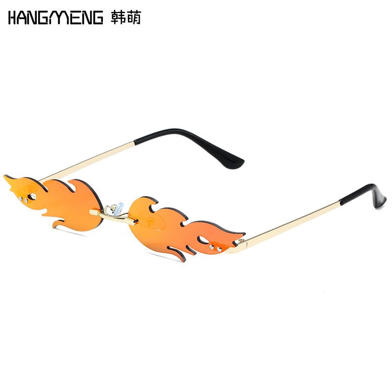 2021 new cross-border flame sunglasses personalized fashion sunglasses metal frameless party glasses factory wholesale