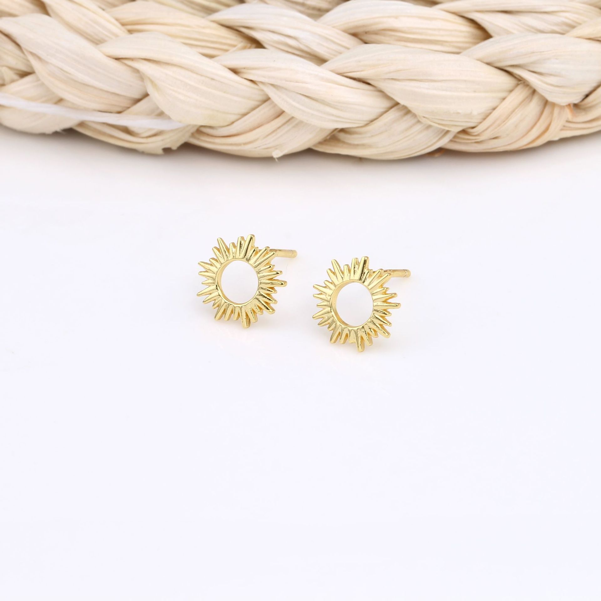 1 Pair Ig Style Sun Plating Sterling Silver White Gold Plated Gold Plated Ear Studs display picture 4