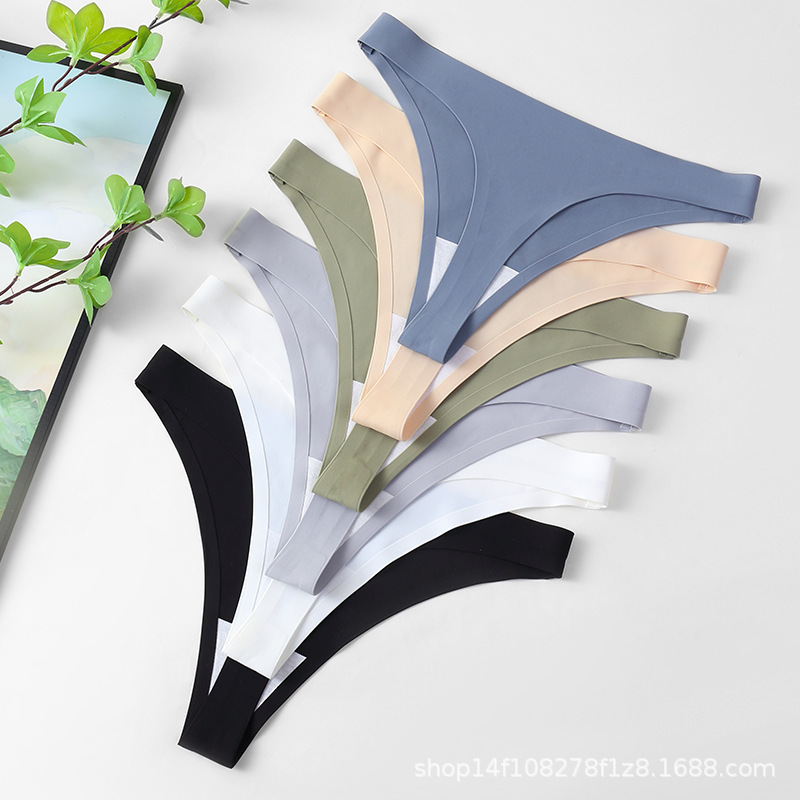 Cross-Border Factory Spot T-Shaped Underwear for Women Breathable Cotton Crotch t Sports Ice Silk Bikini Low Waist Seamless Wholesale