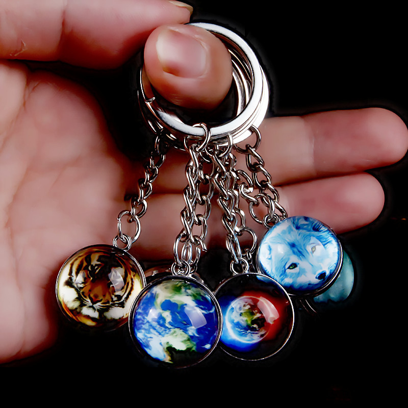 Fluorescent Tiger Keychain Luminous Lucky Crystal Ball Keychain Animal World Hedgehog Luminous Crystal Keychain