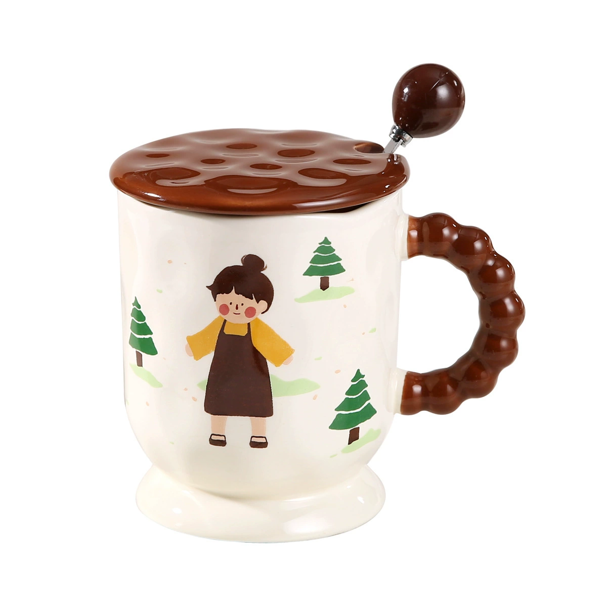 Кружка из керамики с крышкой в виде мультфильма, стильная домашняя офисная пара кружка для воды, сувенирный подарок для девушек