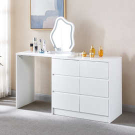 卧室简约转角梳妆台化妆书桌化妆台一体组合六斗柜学习桌储物箱