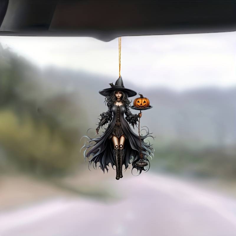 Nuevos productos de Halloween 2D guapo colgante de bruja acrílico plano transfronterizo colgante de automóvil decoración para el hogar