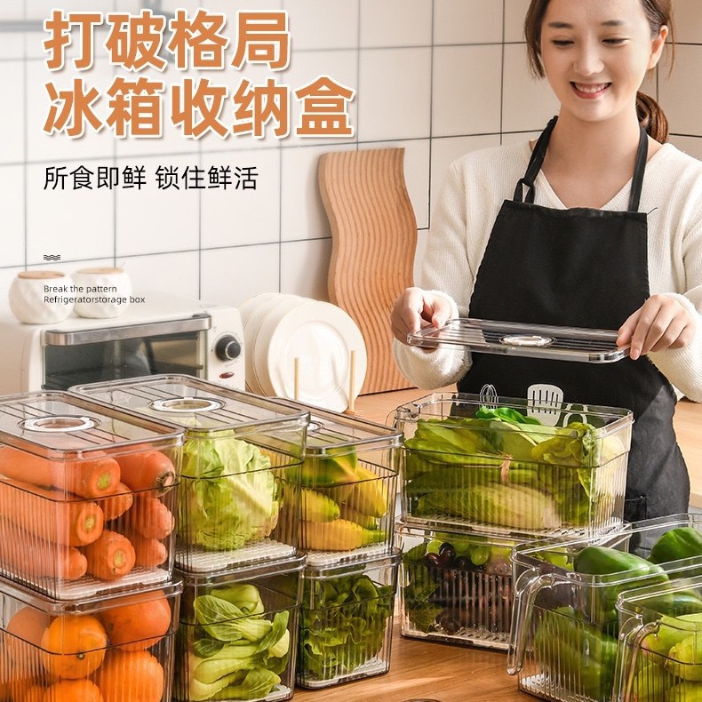 Caja de almacenamiento de mango de refrigerador de comercio exterior transfronterizo caja de preservación de verduras de cocina artefacto de congelación almacenamiento especial