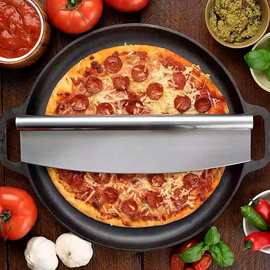 不锈钢披萨刀 面粉切披萨切 家用半月摇刀 面团切刀烘培工具